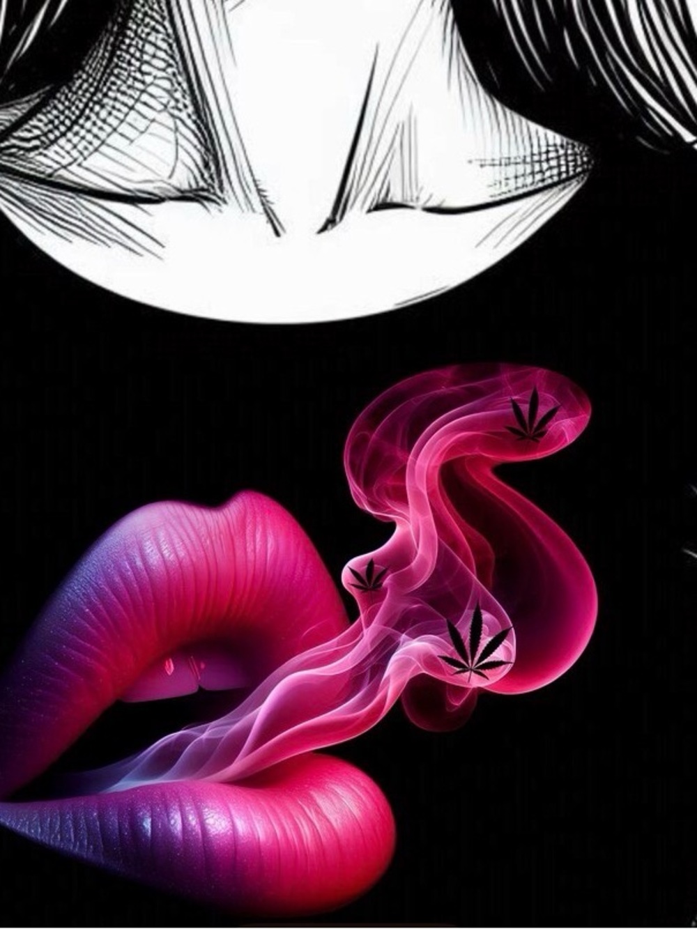 Pink & Purple Ombre Lips Art Print